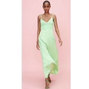 Zara Mint Green Satin Maxi Dress